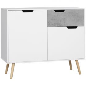 HOMCOM Dulap Depozitare Modern cu Sertar și 2 Uși, Mobilier Funcțional, 98x39x81.5 cm, Gri | Aosom Romania