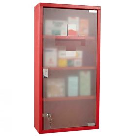 HOMCOM Dulap pentru Prim Ajutor, Cutie Medicamente Montabilă pe Perete, 60x30x12 cm, Roșu | Aosom Romania