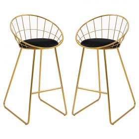 HOMCOM Set 2 Scaune Bar Înalte, Design Modern, Pernă Catifea, Poliester și Metal, Negru și Auriu, Confortabil | Aosom Romania