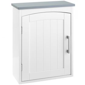 Kleankin Mobilier de Baie Suspendat, Raft Reglabil, 3 Nivele, MDF, Design Modern, 41x18.5x52cm, Alb și Gri | Aosom Romania