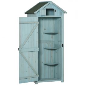 Magazie de Gradina Outsunny, din Lemn Impermeabila, 77x54,2x179cm, Albastru | Aosom RO