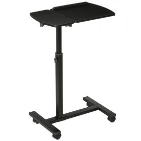 Masă cu Roți HOMCOM, Birou Mobil pentru Calculator, Înălțime Ajustabilă, 58x34x72-90cm, Ideal pentru Birou și Acasă | Aosom Romania