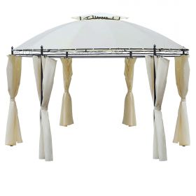 Outsunny Foișor de Grădină Rotund cu Acoperiș Dublu, Oțel și Poliester, Φ350x275 cm, Alb | Aosom Romania