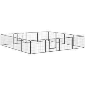 PawHut Țarc Modular pentru Animale Domestice, 16 Panouri din Oțel, 2 Uși cu Zăvor, 80x60x1.5 cm, Negru | Aosom Romania