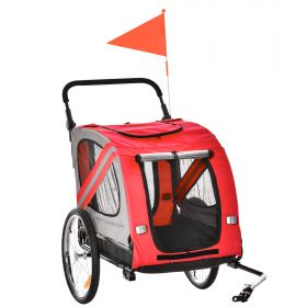 PawHut Remorcă Bicicletă pentru Câini 2-in-1, Carucior Animal de Companie, Cadru Oțel, Ataș de Călătorie | Aosom Romania