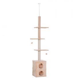PawHut Stâlp Zgâriat Pod Multinivel, 210-240 cm, Frânghie Iuta, Design Inovator, Galben | Aosom Romania