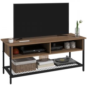 Dulap SuportTV pana la 48" in Stil Industrial, Mobiler Jos cu Rafturi din Lemn si Otel, 110x40x48cm, Maro si Negru HOMCOM | Aosom RO