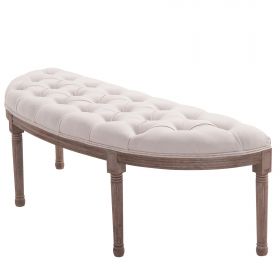 HOMCOM Bancă pentru Capătul Patului, Design Chesterfield, Lemn și Tapitat, Beige, 140,5x51x48 cm | Aosom Romania