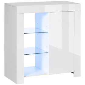 HOMCOM Cabinet Depozitare cu LED, Rafturi Deschise, Ușă, Design Modern, pentru Living | Aosom Romania