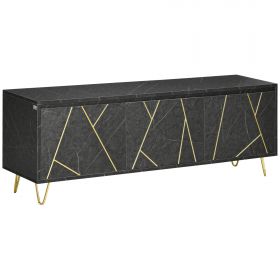 HOMCOM Mobilier TV Modern pentru Televizoare până la 65", cu Dulapuri și Uși cu Amortizare, Efect Marmură | Aosom Romania