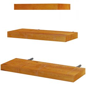 HOMCOM Set de 3 Rafturi de Perete din Lemn de Pin pentru Sufragerie, Dormitor si Studiou, 30/40/50x18x3.6cm, Maro