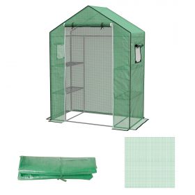 Outsunny Husa de Rezerva PE pentru Sera Tunel 143x70x190cm cu Usa Rulabila Ferestre Plasa Verde | Aosom Romania