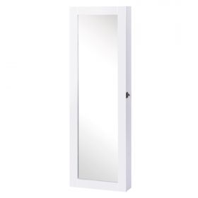 HOMCOM Dulap pentru Bijuterii cu Oglindă, Montare pe Perete, Negru, 37x9.5x121 cm | Aosom Romania