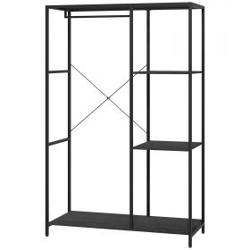 HOMCOM Suport pentru Haine cu Spațiu de Depozitare pantofi și Balustradă Suspendată, Suport 2-în-1 pentru hol, intrare, 110x45x169.5 cm, Negru