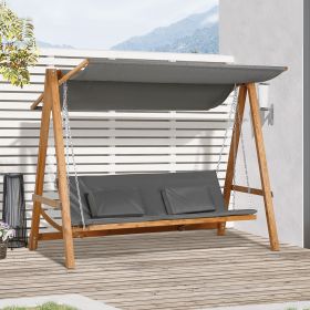 Outsunny Balansoar de Grădină pentru 3 Persoane, Design Modern cu Structură Gri și Teck, Confortabil, 225.5x113x180 cm | Aosom Romania