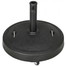 Outsunny Bază Umbrelă 23.5kg cu Manivele și Roți Blocabile, Suport din Rășină/Oțel, Ø53x41 cm, Negru | Aosom Romania