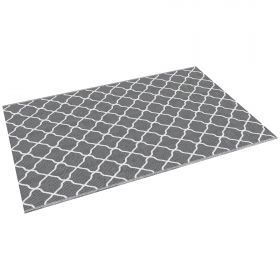 Outsunny Covor pentru Exterior 182x274 cm Reversibil, Covor Pliabil din Polipropilen 310 g/m² Gri si Alb