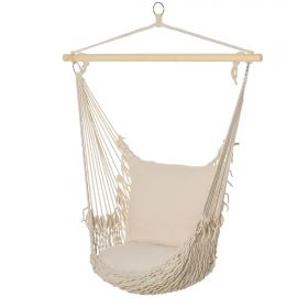 Outsunny Hamac Shabby Chic din Franghie pentru Interior și Exterior, Design Elegant, Alb, Perfect pentru Relaxare | Aosom Romania