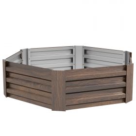 Outsunny Pat de Grădină Hexagonal Înaltat Galvanizat, Cutie de Plantare de Exterior cu Margini de Siguranță și Bază Deschisă | Aosom Romania