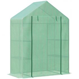 Outsunny Sera de Grădină din Oțel și Plastic PE cu 4 Rafturi, Frânghii și Țăruși Inclusi, 141x72x191 cm, Verde | Aosom Romania