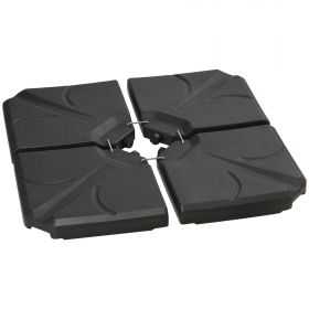 Outsunny Set 4 Baze Umbrelă Grădină din Plastic HDPE, Rezistente la Apă/Nisip, 103x103x8.3 cm, Negru | Aosom Romania