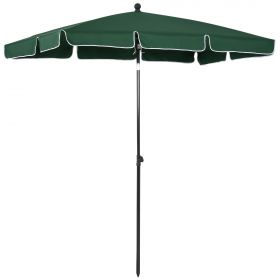 Outsunny Umbrelă pentru Grădină Dreptunghiulară, cu Inclinare Reglabilă și Stâlp din Aluminiu, 2x2.4m, Verde/Negru | Aosom Romania