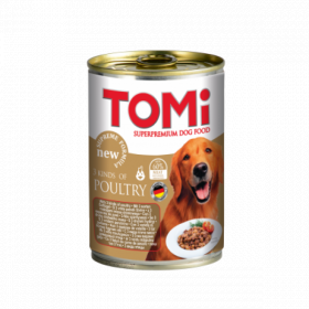 Conserva hrana umeda Tomi caine cu 3 feluri de pasare, 400 g