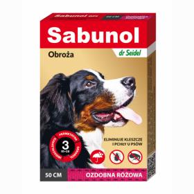 Zgarda antiparazitara caini , Sabunol GPI talie medie 10-25 kg Roz , 50 cm