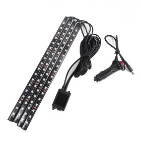 Set 4 benzi 9 LED cu lumina ambientale pentru auto si telecomanda RGB