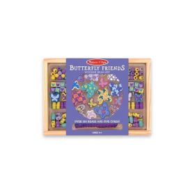 Melissa & Doug - Set margele din lemn Fluturasi Prietenosi Melissa and Doug