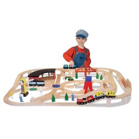 Melissa & Doug - Set Trenulet Din Lemn Cu Depou