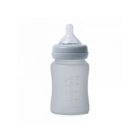 Bo Jungle - Biberon cu indicator temperatura , sticla acoperita de silicon, 150 ml Gri