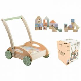 Antepremergator, Joueco, Familia Wildies, Cu 34 de cuburi, Din lemn certificat FSC, 12 luni+, Multicolor