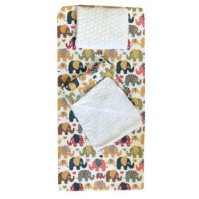 Set 3 piese de iarna paturica cu cearsaf si pernuta pentru pat 140x70 cm Deseda Elefanti maro