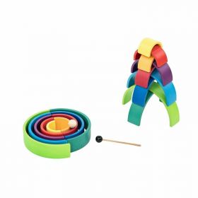 Curcubeu Montessori din lemn colorat, 9 piese @ leg&go