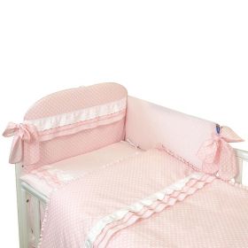 Amy - Lenjerie 3 piese Cu protectie laterala Baby Chic din Bumbac. 120x60 cm. Roz