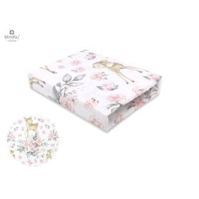 Cearceaf cu elastic, MimiNu, Pentru patut 140X70 cm, Din bumbac certificat Oeko Tex Standard 100, Sweet Deer Pink