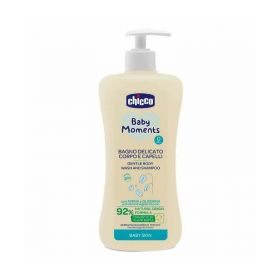 Gel de dus si sampon fara lacrimi Chicco Baby Moments Baby Skin, 500ml, 0luni+