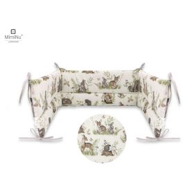 Aparatoare pentru patut, MimiNu, Din bumbac certificat Oeko Tex Standard 100, 180x30 cm, Cu panglici, Design, Calm Forest Natural