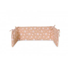 Lorelli - Protectie laterala pat, 140 x 27 cm, bumbac ranforce, Little Stars Beige