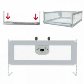 Bariera protectie pat, Primabobo, Bears, XXL, Culisanta, Cu inaltime reglabila 68-98 cm, 160 cm, Gri