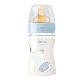 Chicco - Biberon PP original Touch 150ml, tetina cauciuc, flux lent, baieti, 0luni+