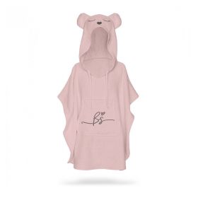 Babysteps - Prosop din fibra de bambus cu gluga si buzunar pentru bebelusi si copii, Poncho Teddy, Sepia Rose, 73x58 cm