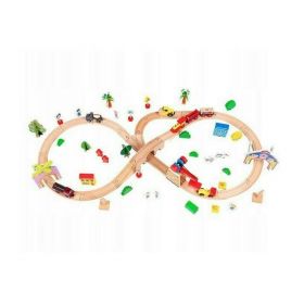 Circuit din lemn cale ferata din 78 piese Ecotoys HM008999
