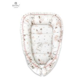 Cosulet bebelus, MimiNu, Pentru dormit, Baby Cocoon 75x55 cm, Cu volanase, Husa 100% bumbac, Din bumbac certificat Oeko Tex Standard 100, Design, Powdery Pink Ballerina