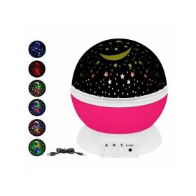 Lampa de veghe, Iso Trade, Cu proiector, Cu 3 culori, Cu lumina Led, Roz
