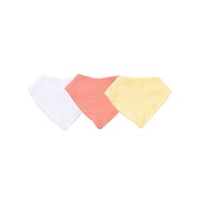 Set 3 bavete muselina bumbac organic GOTS alb roz si galben