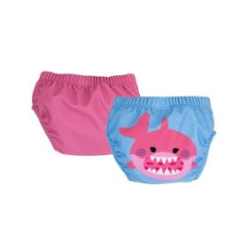 Set 2 chilotei de baie impermeabili, Zoocchini, protectie UPF50+, marime L, 24-36 Luni â€“ Pink Shark