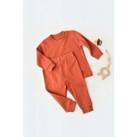 Set bluzita cu maneca lunga si pantaloni lungi - bumbac organic 100% - Scortisoara, BabyCosy (Marime: 12-18 Luni)