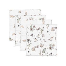 Babysteps - Set 4 Museline din bumbac si bambus, Scutec multifunctional Natura, 30 x 30 cm